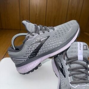Brooks Ghost 13 Womens Wide Running Shoes Grey Lavender 1203381D084 Size 6 D